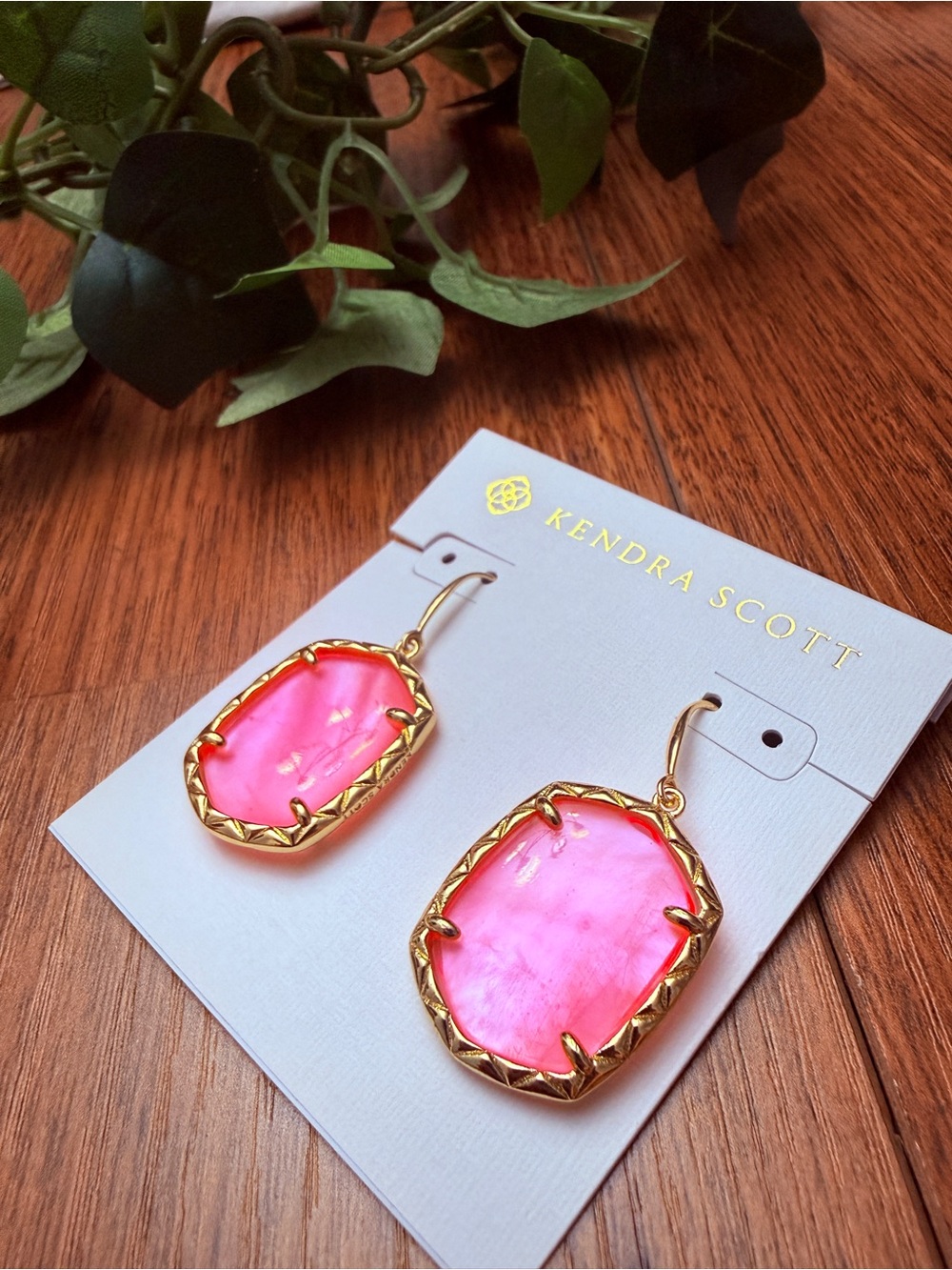 Kendra Scott Hot Pink Gold-Tone Drop Earrings